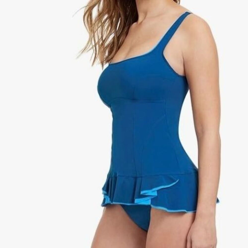 Profile By Gottex NWT Sz 38D Petrol Belle Curve Square Neck Tankini Swim Top - Picture 10 of 10